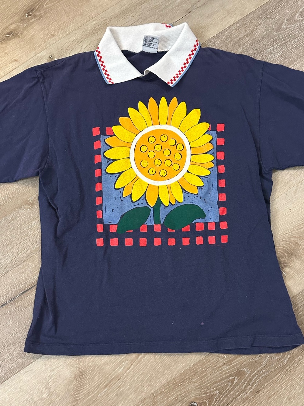 Vintage 90s Gopher Sport Sunflower Graphic Polo Shirt Made in USA Large